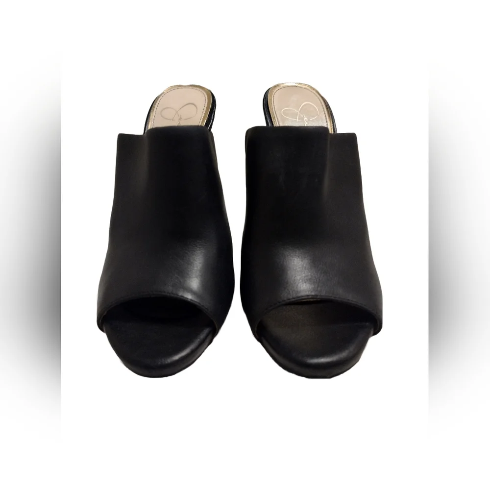 Jessica Simpson Rian Black Leather Slide Heel - Picture 5 of 7